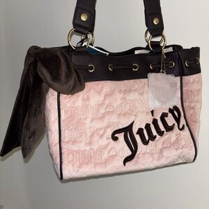 Juicy Couture Black and Pink Embroidered Tote